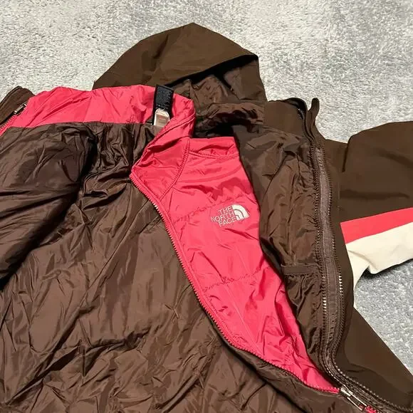 The North Face Coat Womens Medium Hyvent 3 in 1 Ski Winter Hooded Jacket Brown - Picture 7 of 11
